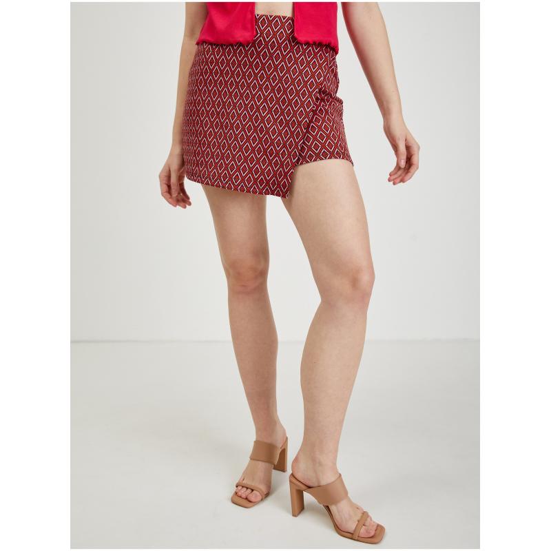 Červená dámská vzorovaná sukně/kraťasy