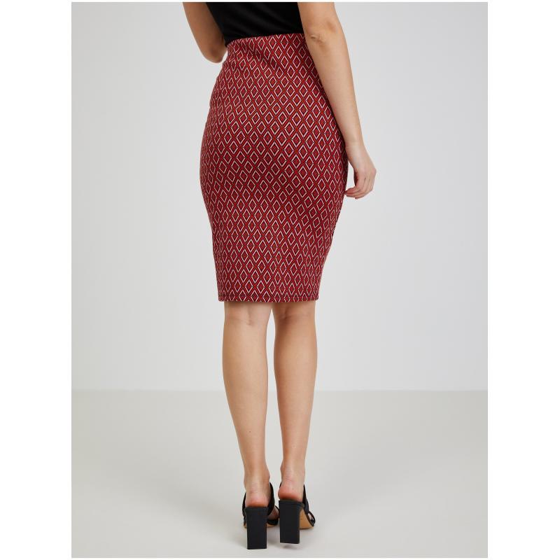 Červená dámska vzorovaná sukňa s rukávmi
