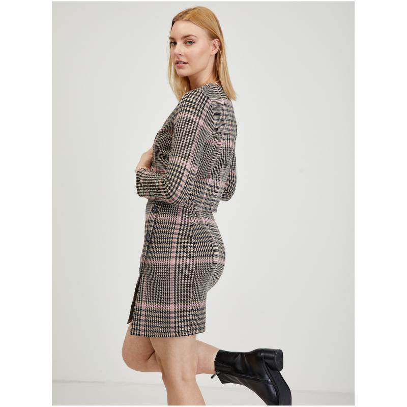 Růžovo-černé dámské vzorované sako