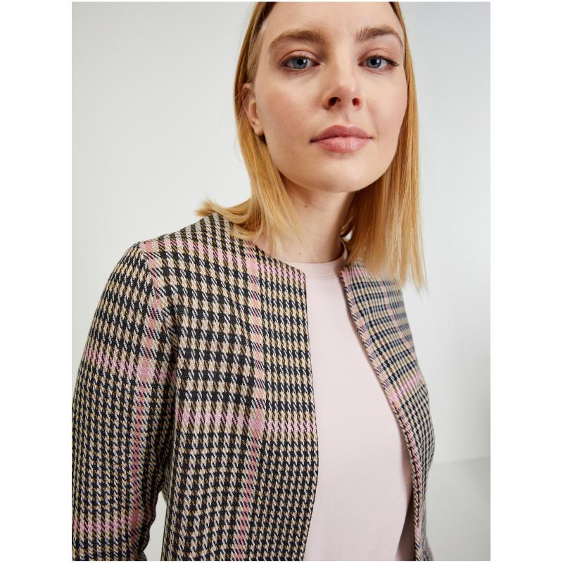 Růžovo-černé dámské vzorované sako