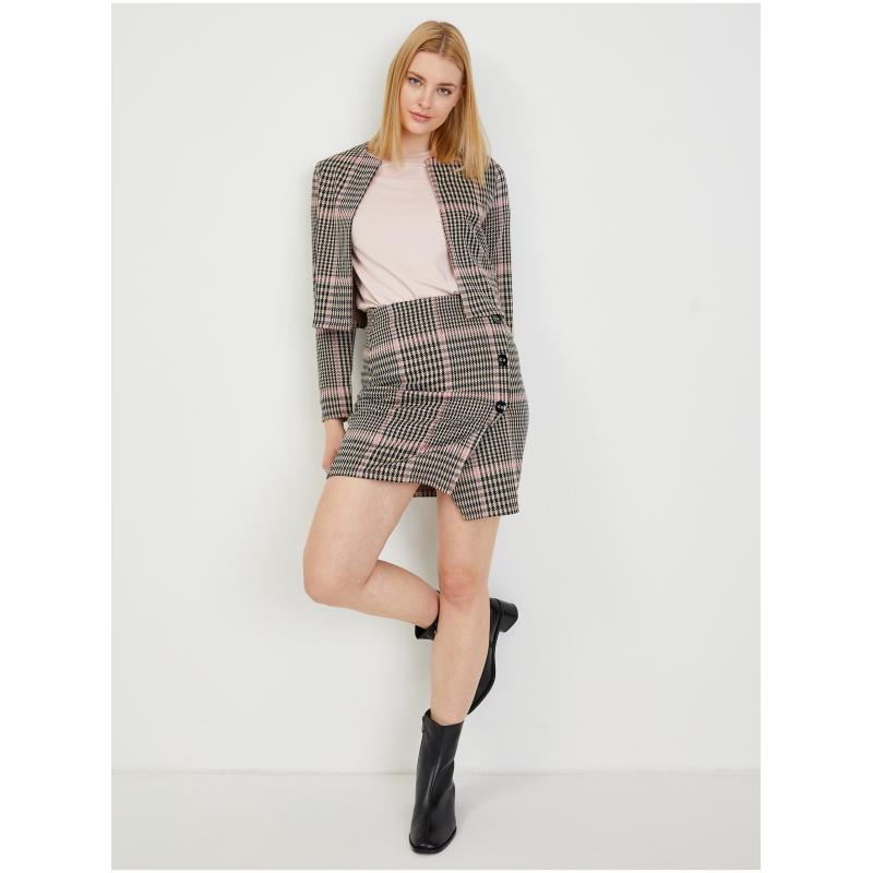 Růžovo-černé dámské vzorované sako