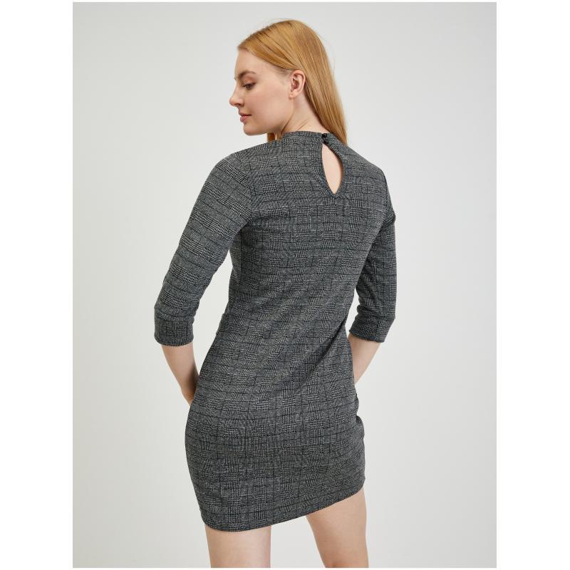 Šedé dámské kostkované šaty
