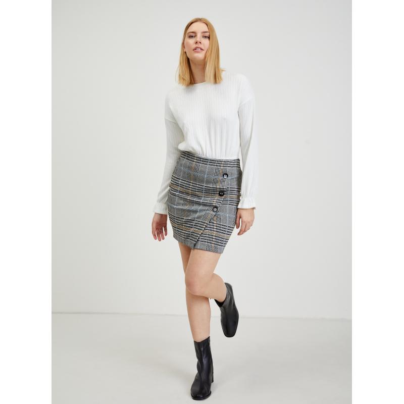 Szürke női kockás ujjú szoknya