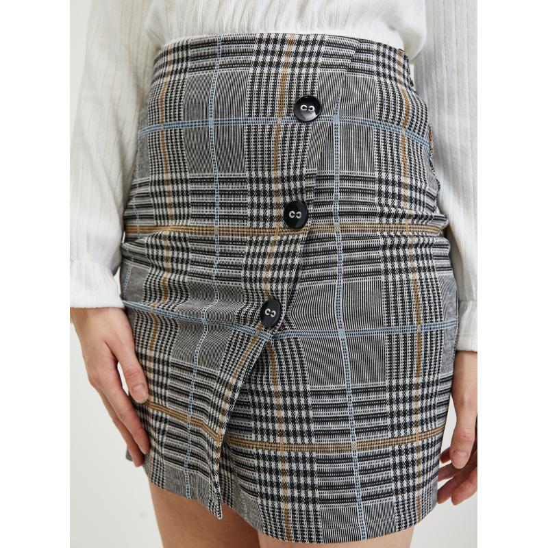 Szürke női kockás ujjú szoknya