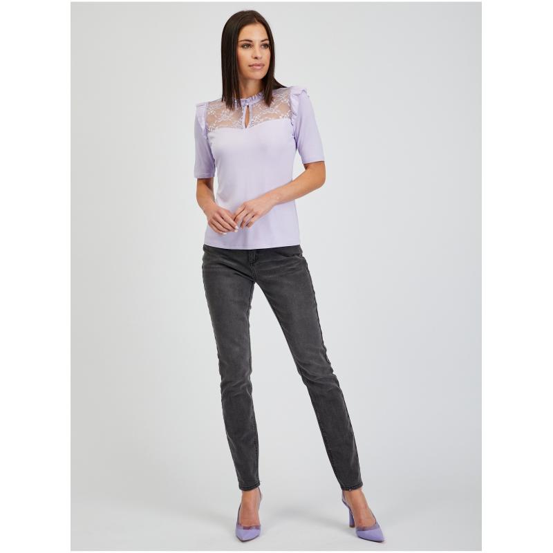 Világoslila női póló csipkével ORSAY XL XL