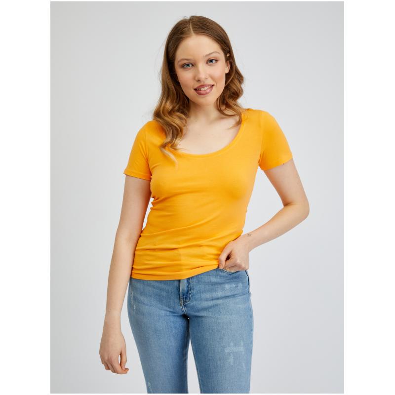 Oranžové dámske základné tričko