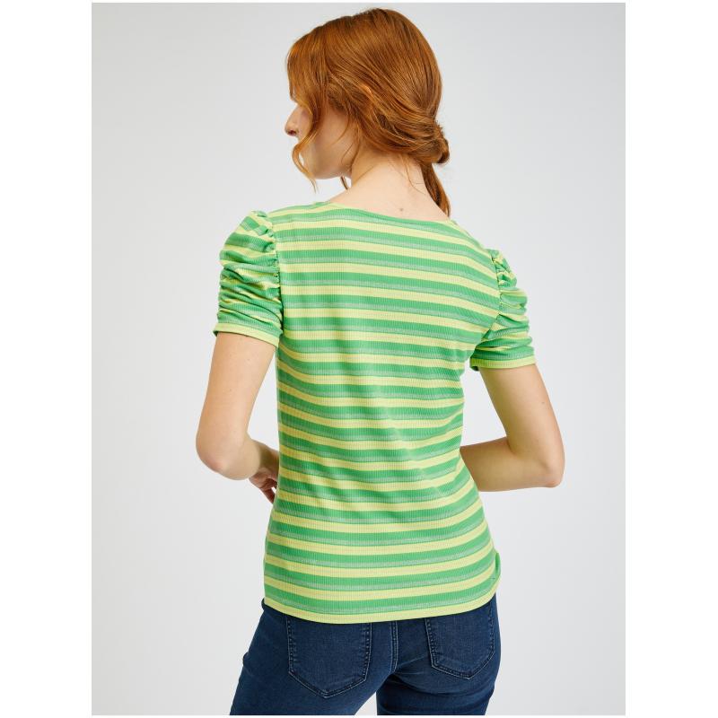 Sárga és zöld női csíkos póló