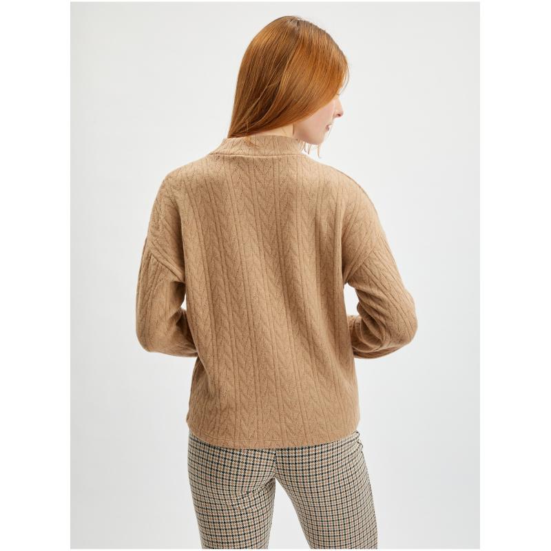 Světle hnědý dámský vzorovaný svetr