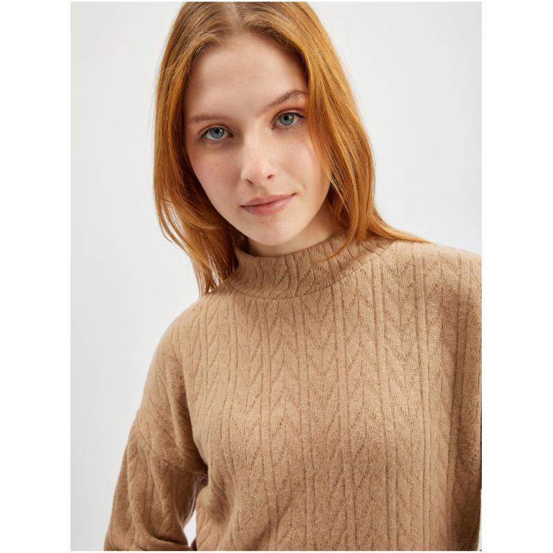 Světle hnědý dámský vzorovaný svetr