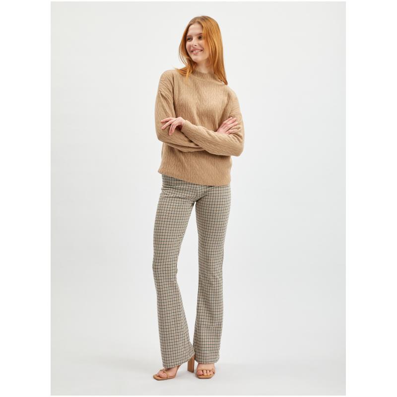 Světle hnědý dámský vzorovaný svetr