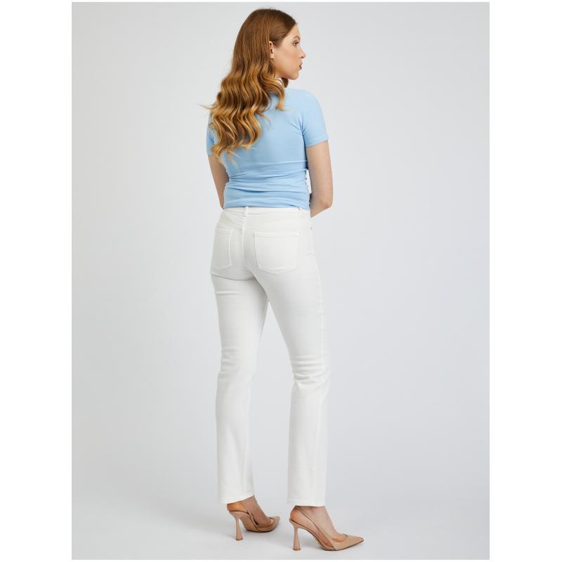 Biele dámske džínsy rovného strihu