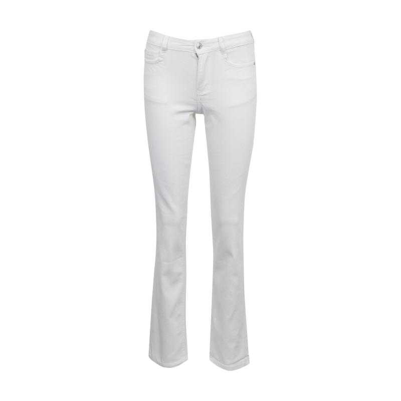 Biele dámske džínsy rovného strihu