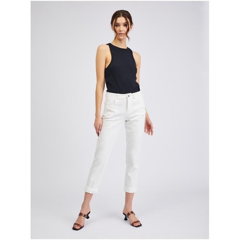 Fehér női kivágott boyfriend farmer