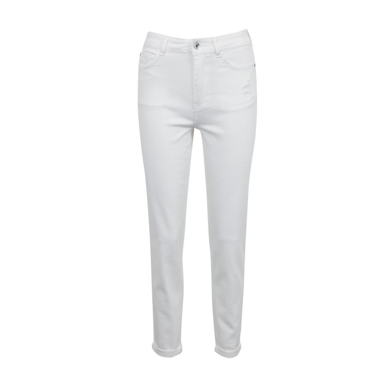 Fehér női kivágott női mom fit farmer