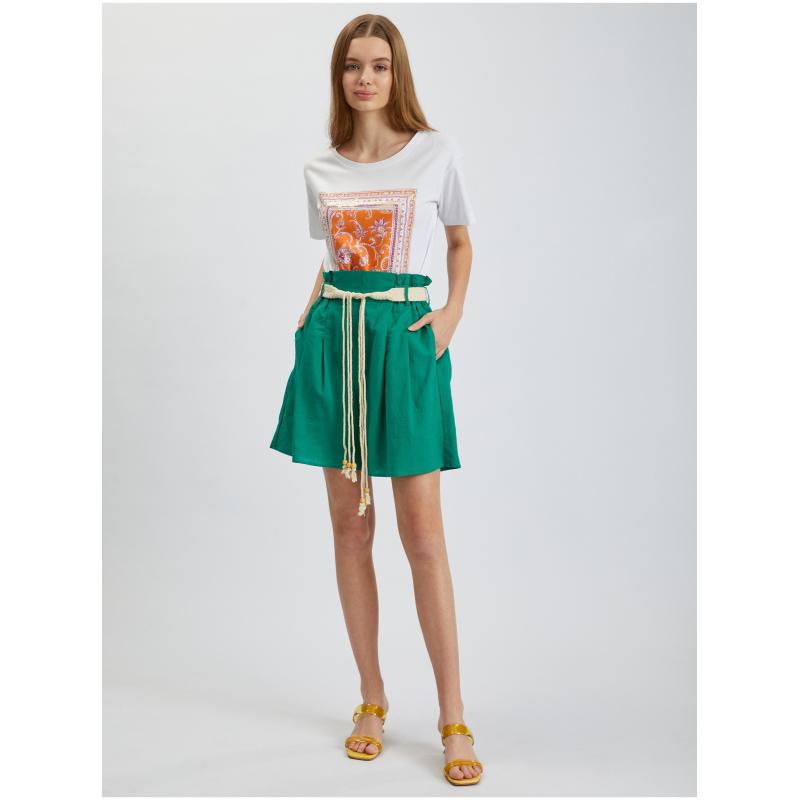 Zelené dámské lněné kraťasy