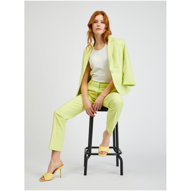 Světle zelené dámské kalhoty