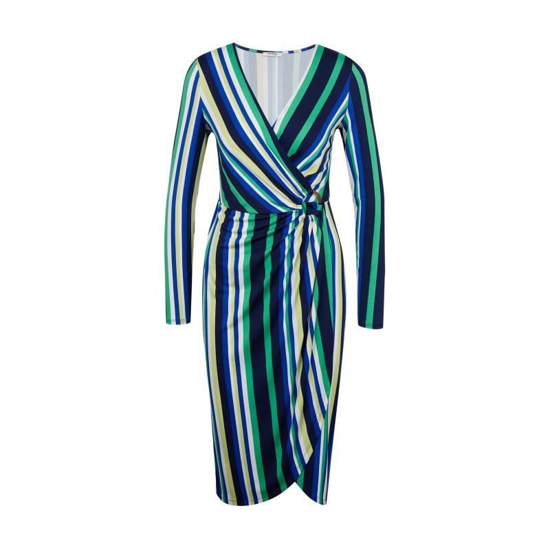 Zeleno-modré dámské pruhované šaty