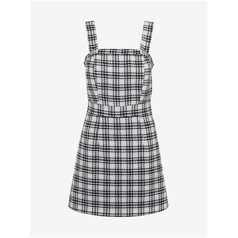 Černo-bílé dámské kostkované šaty