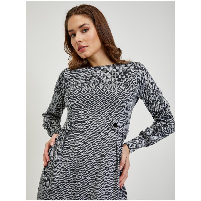 Šedé dámské vzorované šaty