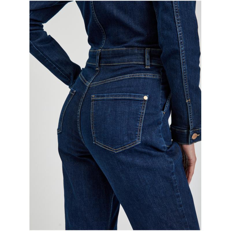 Tmavě modrý dámský džínový overal