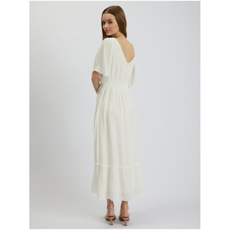 Krémové dámské maxišaty