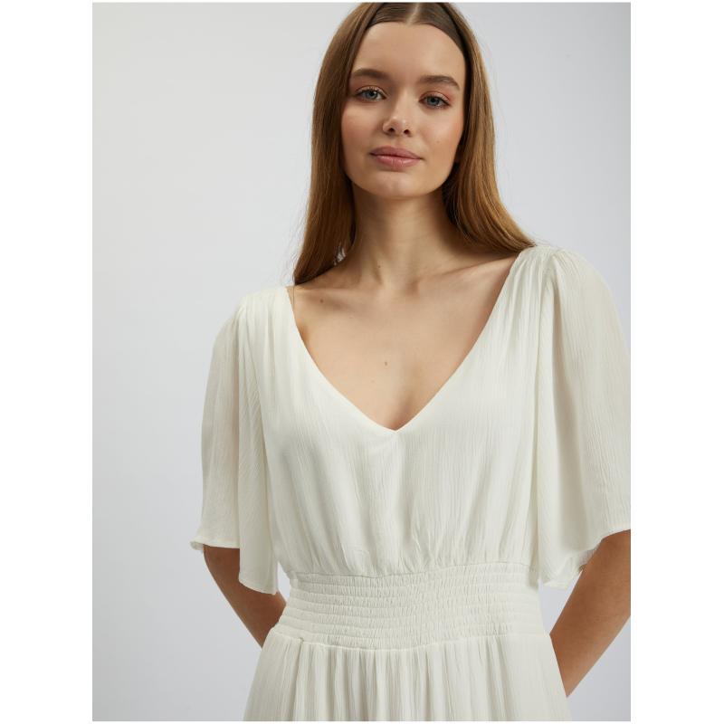 Krémové dámské maxišaty