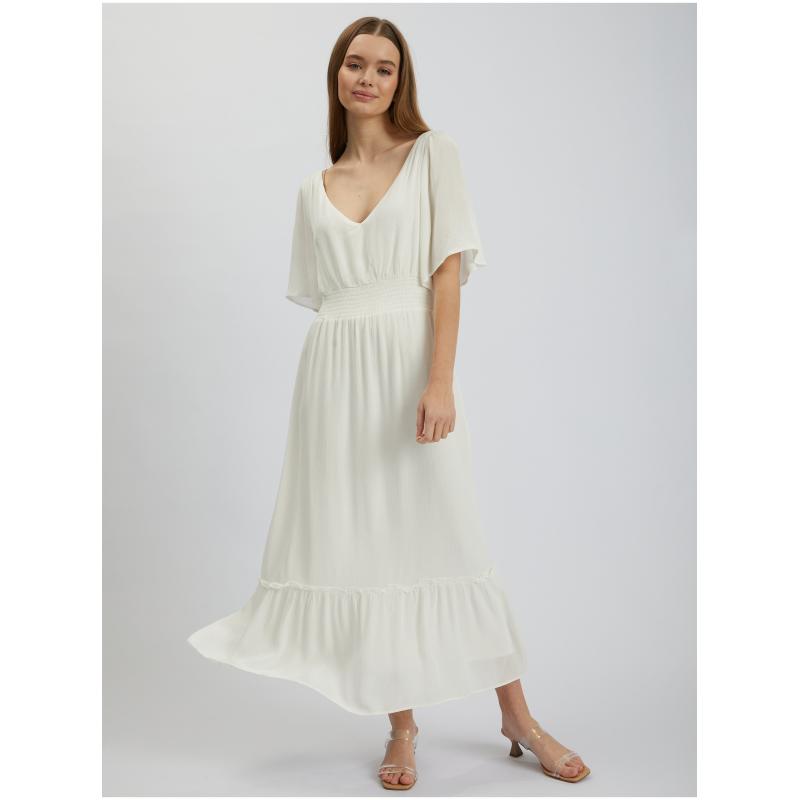 Krémové dámské maxišaty