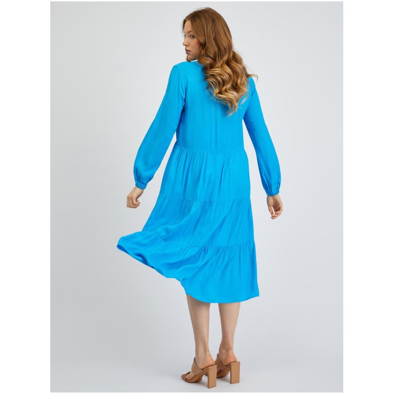 Modré dámske maxi šaty