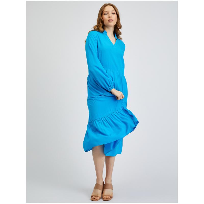 Modré dámske maxi šaty