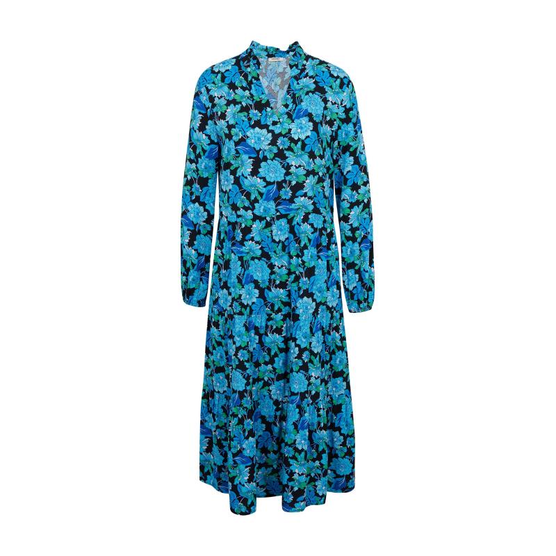 Čierno-modré dámske vzorované šaty