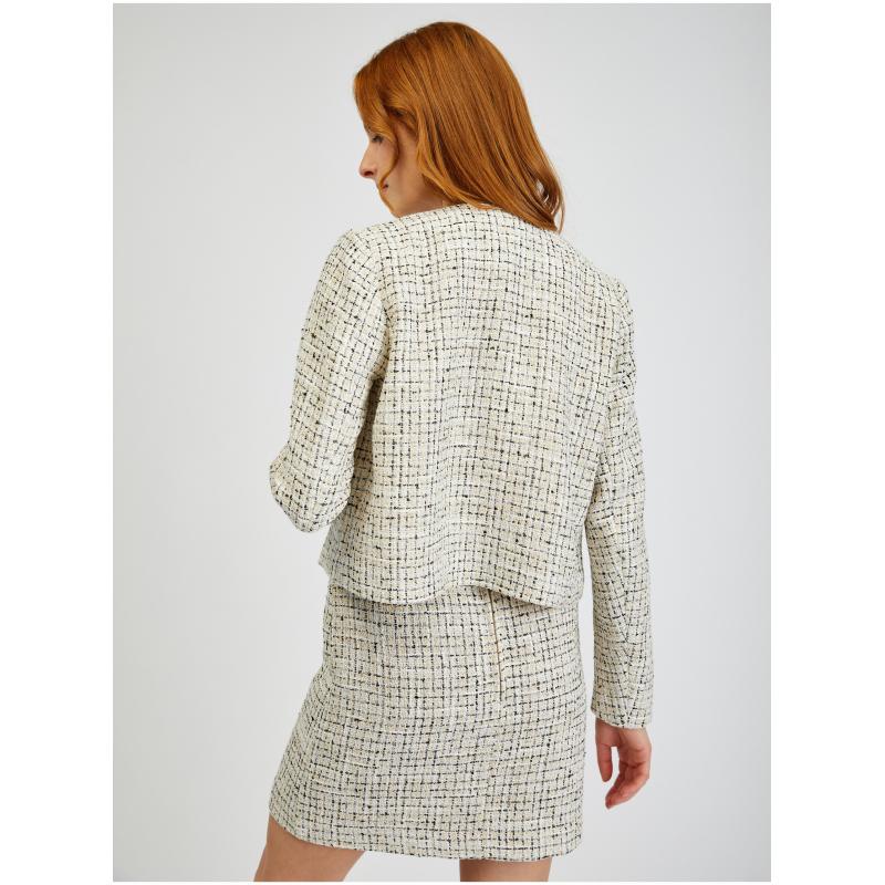 Krémové dámske vzorované sako