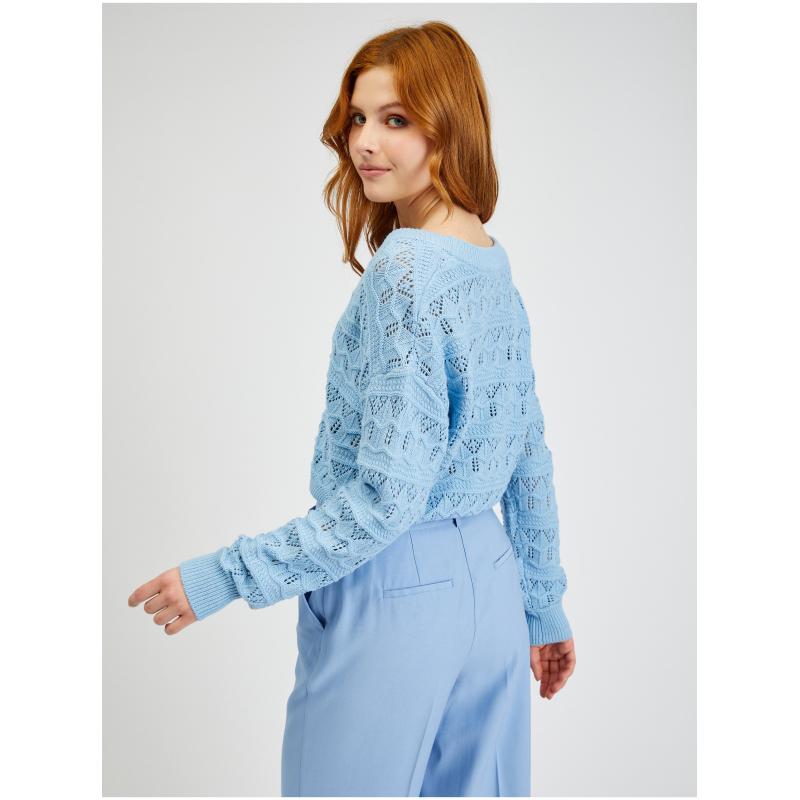 Světle modrý dámský vzorovaný kardigan