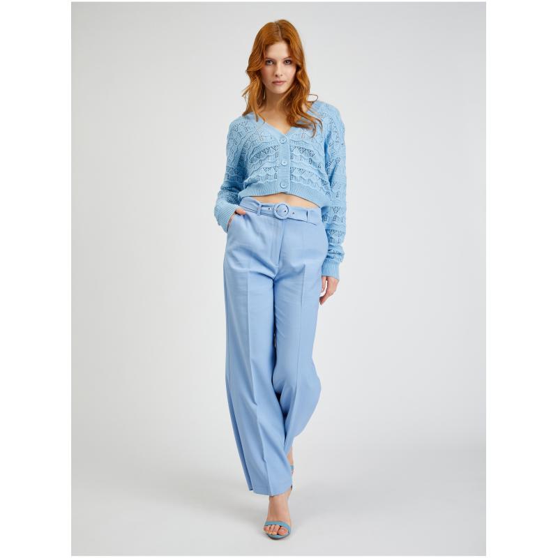 Světle modrý dámský vzorovaný kardigan
