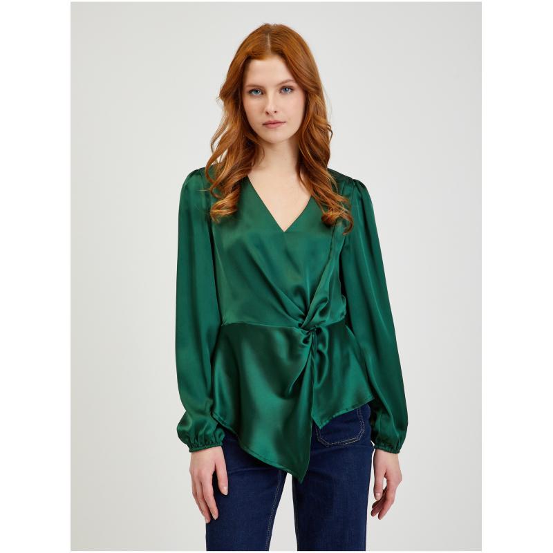 Zelená dámská saténová halenka