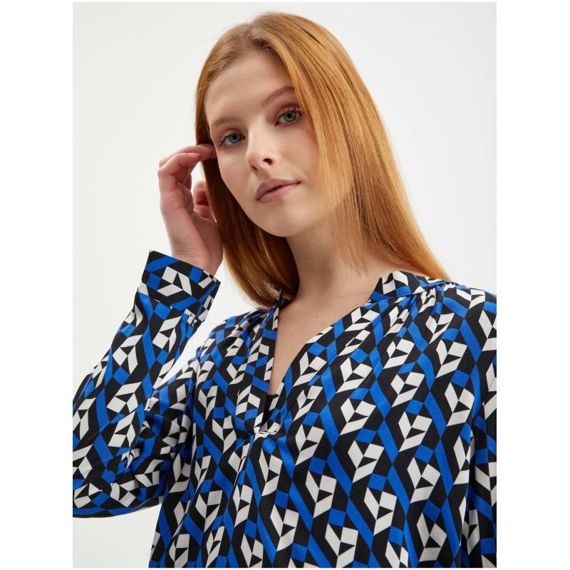 Modrá dámska vzorovaná blúzka