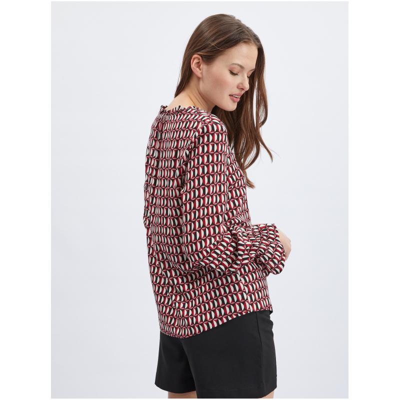 Bílo-červená dámská vzorovaná halenka