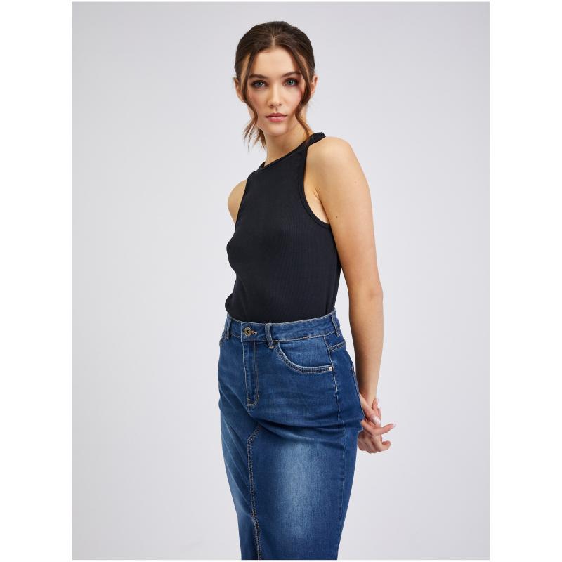 Modrá dámská džínová pouzdrová sukně