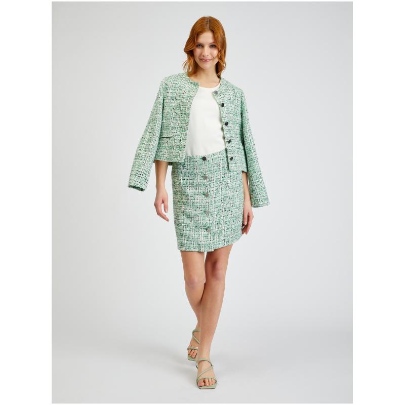 Zelená dámska tvídová sukňa