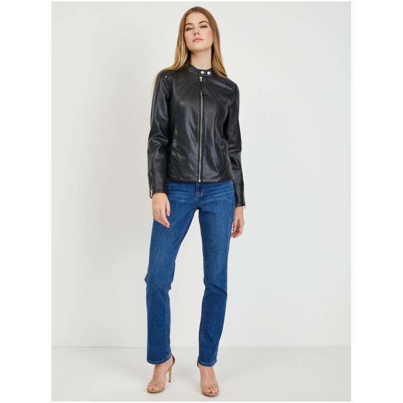 Fekete női bőrdzseki