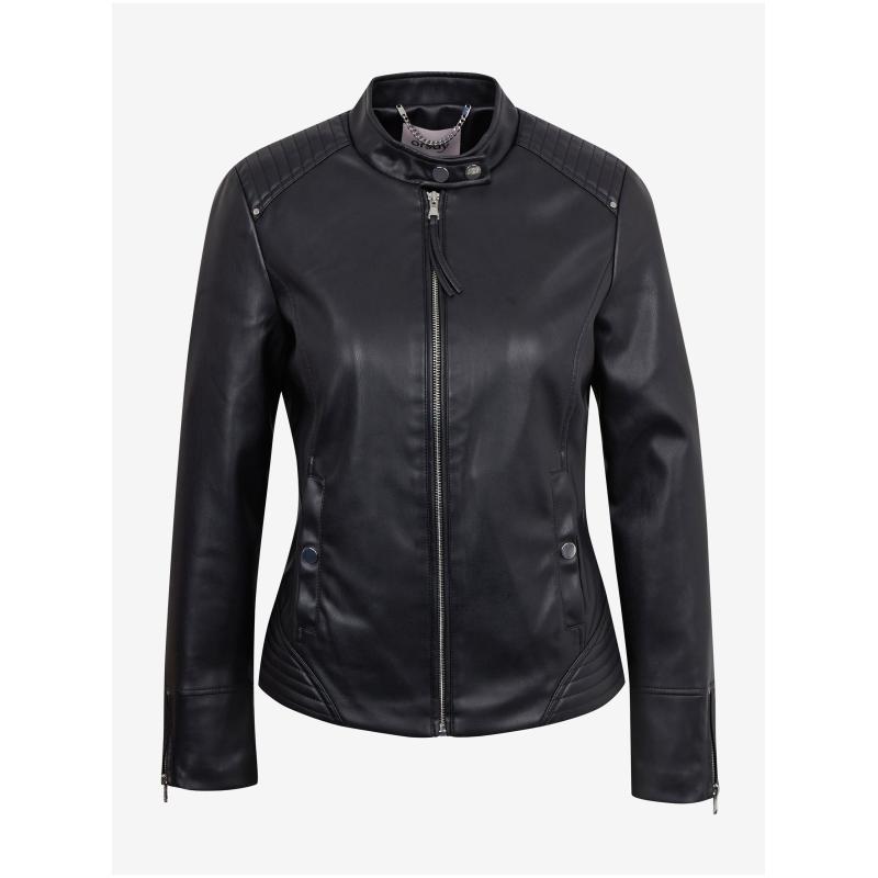 Fekete női bőrdzseki