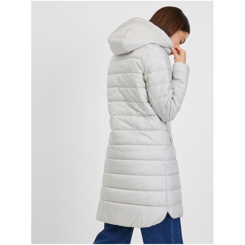 Světle modrý dámský zimní prošívaný kabát