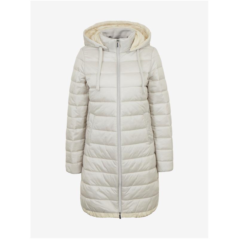 Světle modrý dámský zimní prošívaný kabát