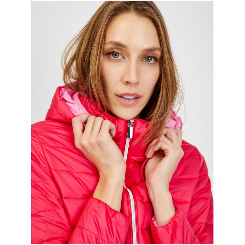 Sötét rózsaszín női téli steppelt kabát