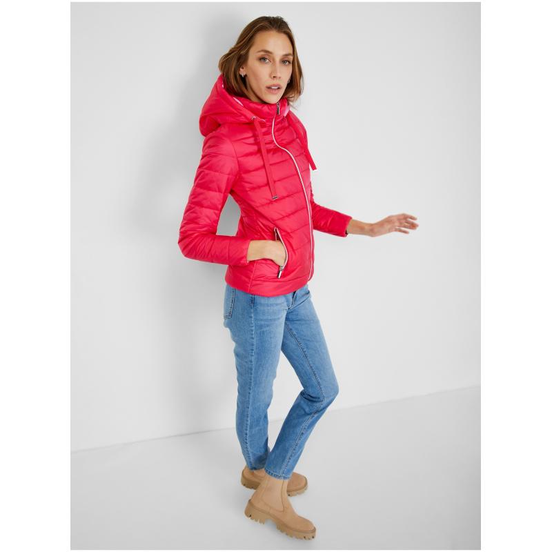 Sötét rózsaszín női téli steppelt kabát