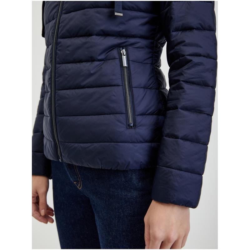 Tmavě modrá dámská zimní prošívaná bunda