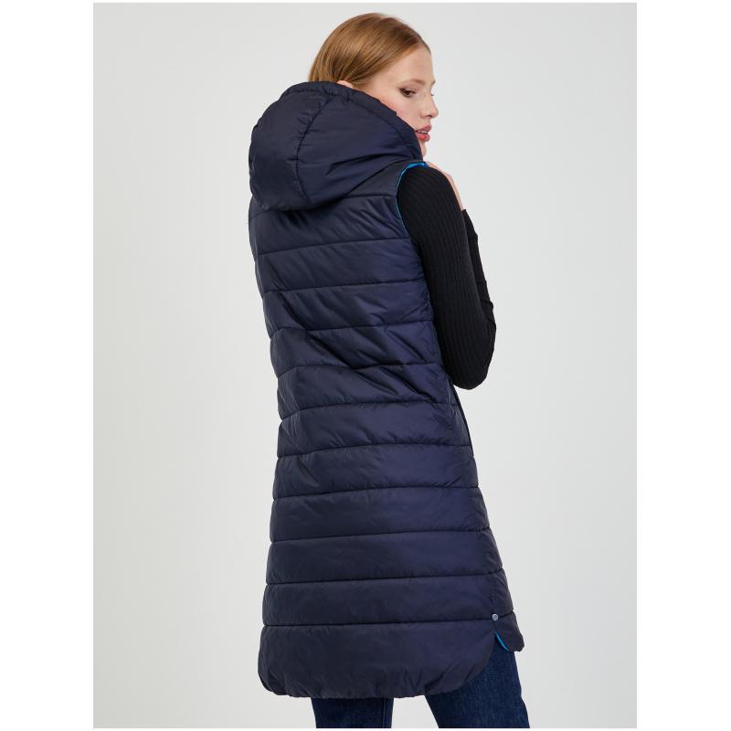 Tmavě modrá dámská prošívaná vesta