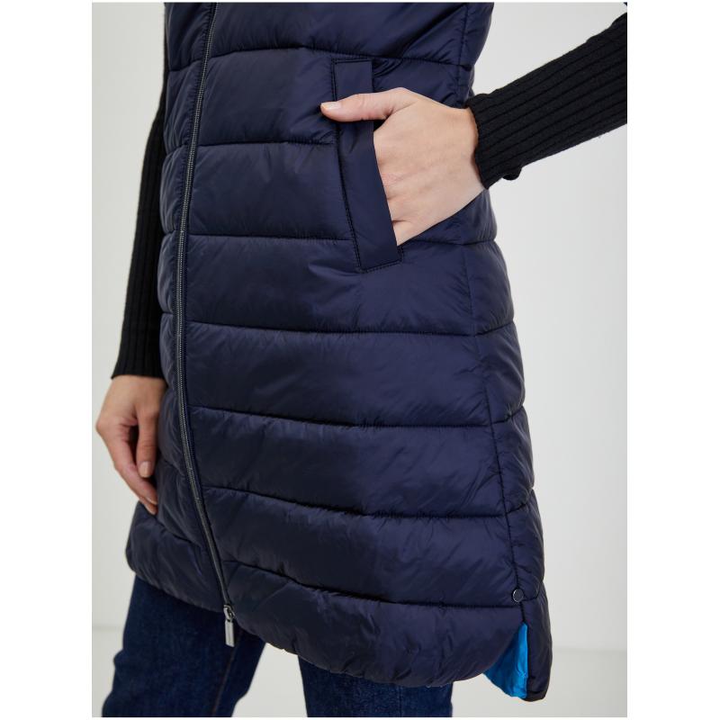 Tmavě modrá dámská prošívaná vesta