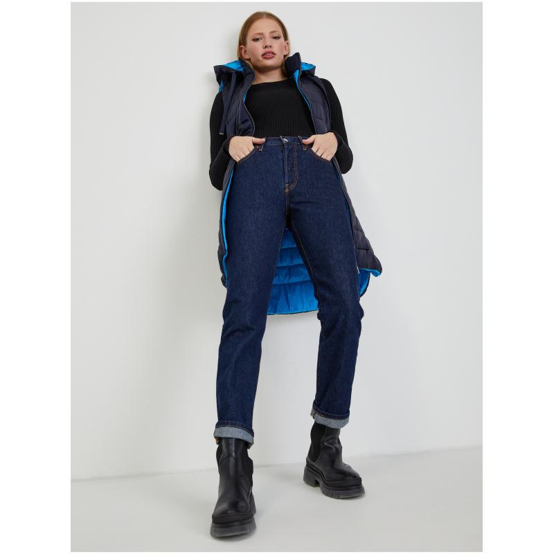 Tmavě modrá dámská prošívaná vesta