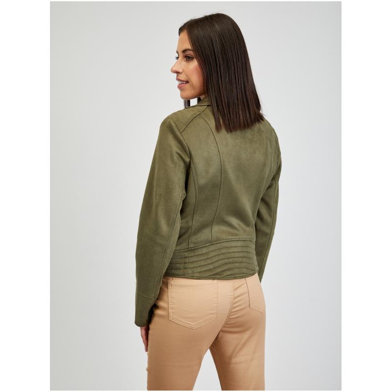 Khaki színű női görbe kabát szarvasbőrből ORSAY Tina 36