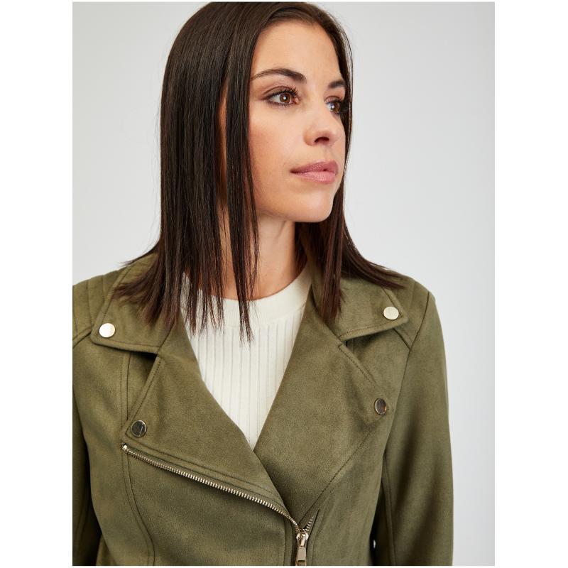 Khaki színű női görbe kabát szarvasbőrből ORSAY Tina 36